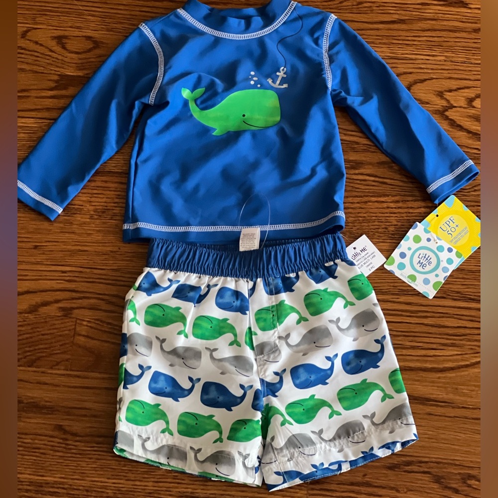 NWT Little Me Long Sleeve Rash Guard Whale Set